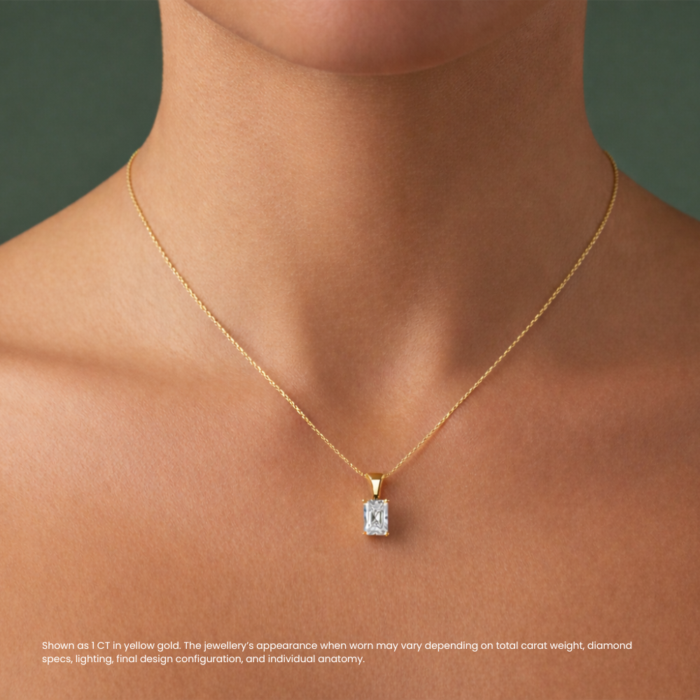 Radiant Pendant Lab Diamond Necklace 18K Gold