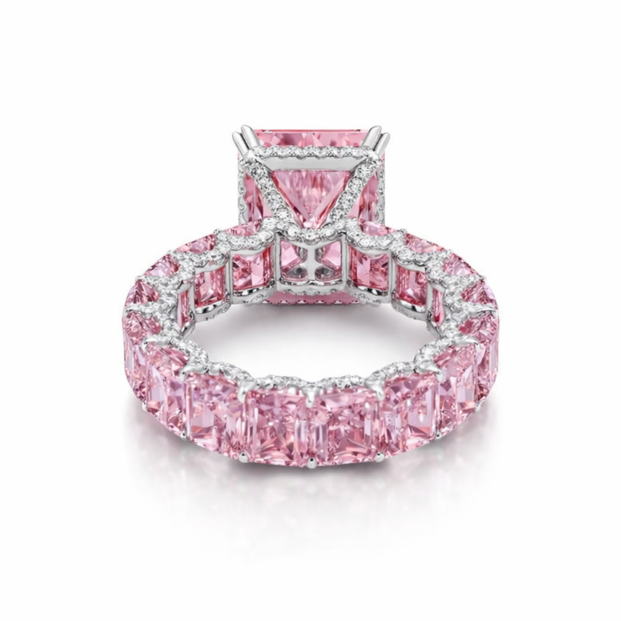 Jana Eternity Fancy Pink Radint Lab Diamond Ring in White Gold 18K