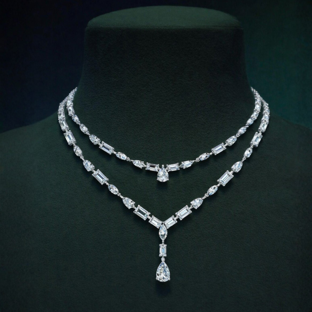 Nirvana Double Layer Lab Diamond (23 ct.) Necklace (17 in.) 18K White Gold