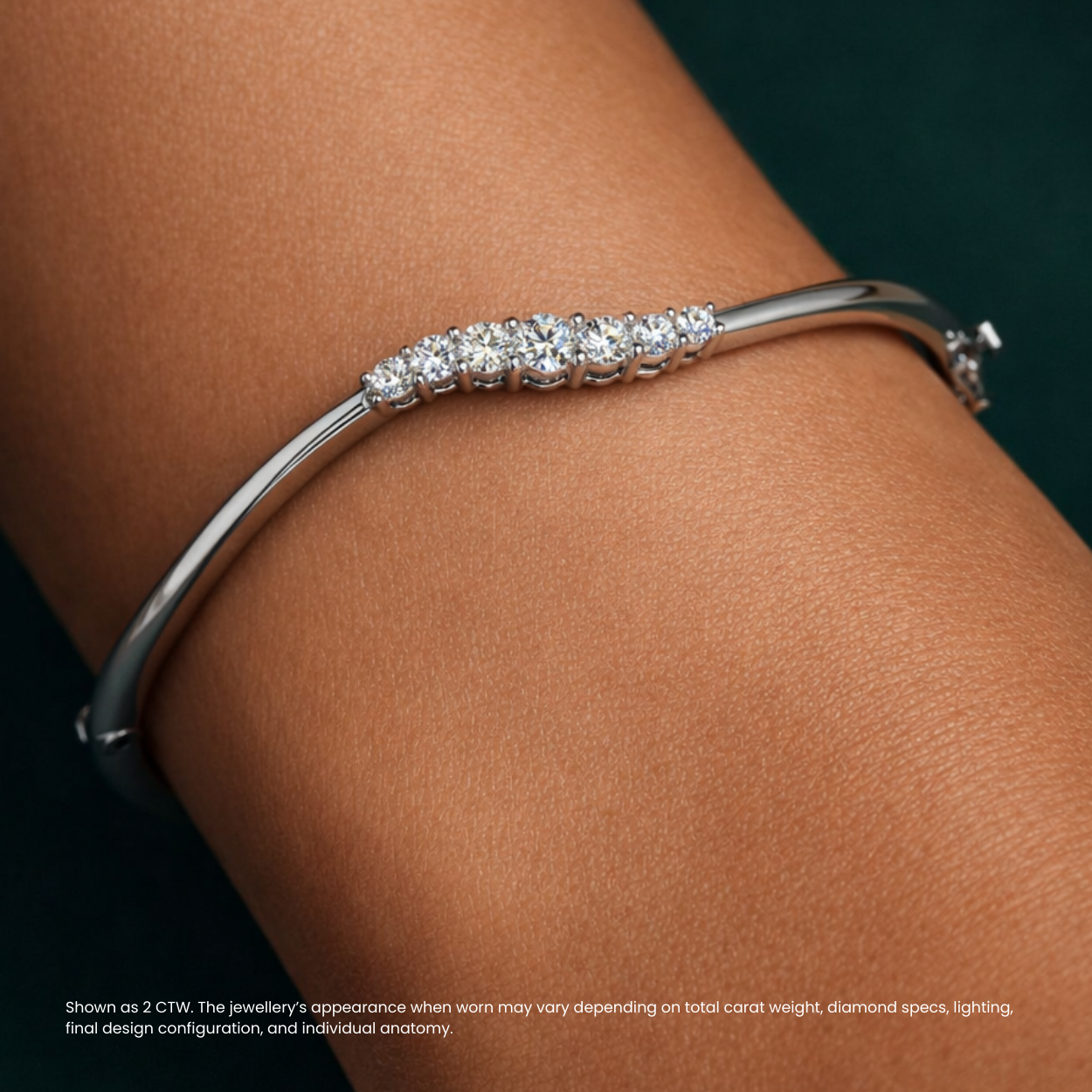 Arcelle Round Lab Diamond ( 2 ct. tw) Bangle Bracelet 18K Gold