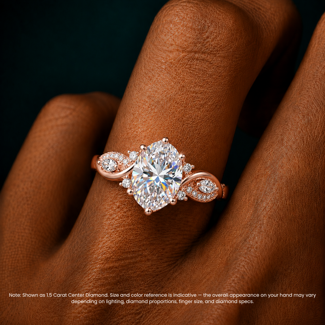 Andriana Accents Oval Lab Grown Diamond Engagement Ring in 18K Gold