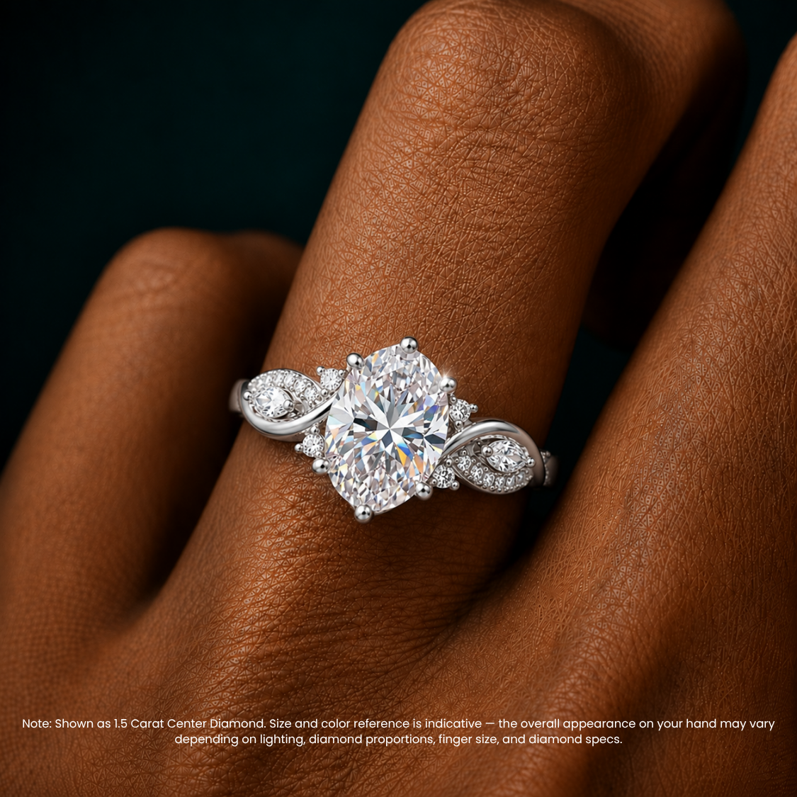 Andriana Accents Oval Lab Grown Diamond Engagement Ring in 18K Gold