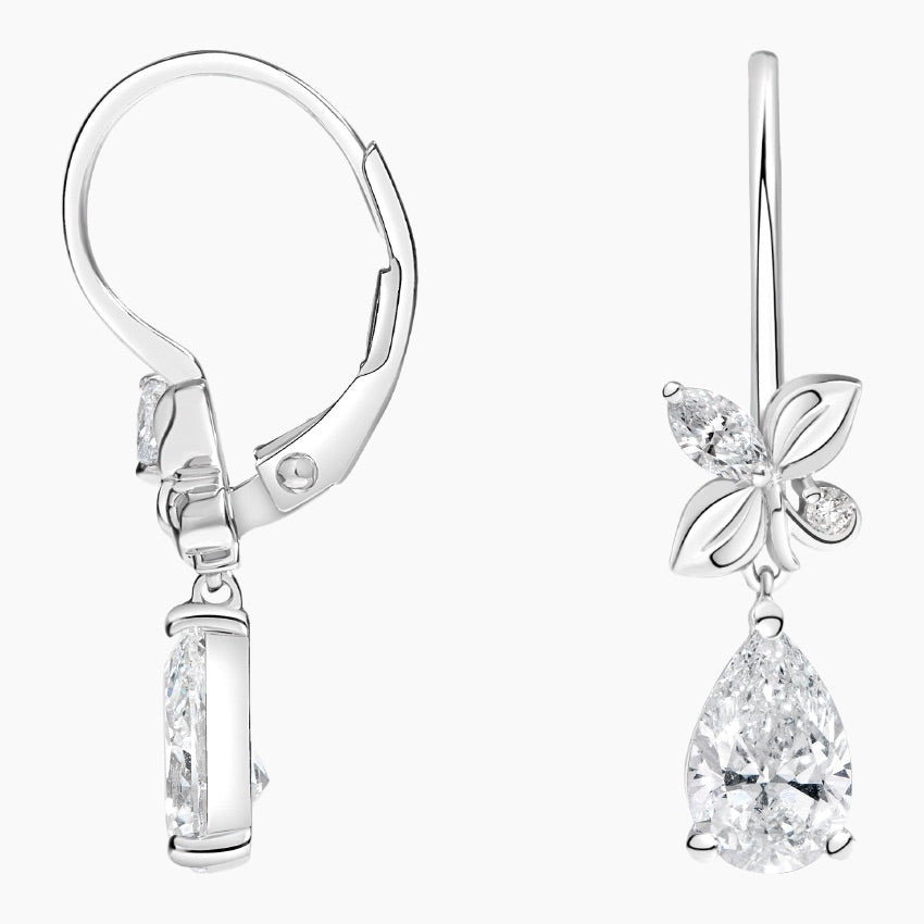 Melrose Lab Diamond Drop Earrings (1.1 ct * 2 ) 18K Gold