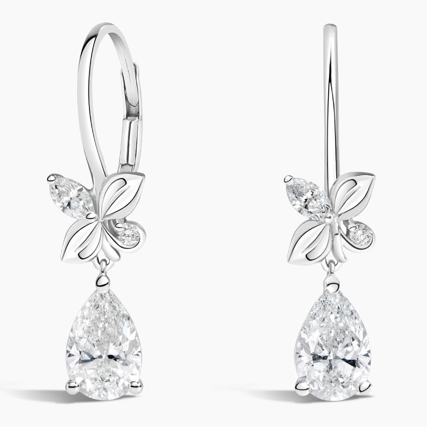 Melrose Lab Diamond Drop Earrings (1.1 ct * 2 ) 18K Gold