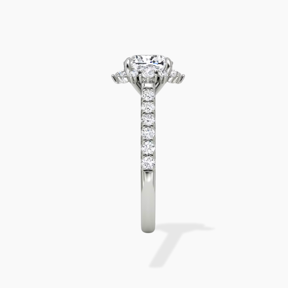 Charlene Vintage Halo Pave Cushion Lab Grown Diamond Engagement Ring in 18K Gold