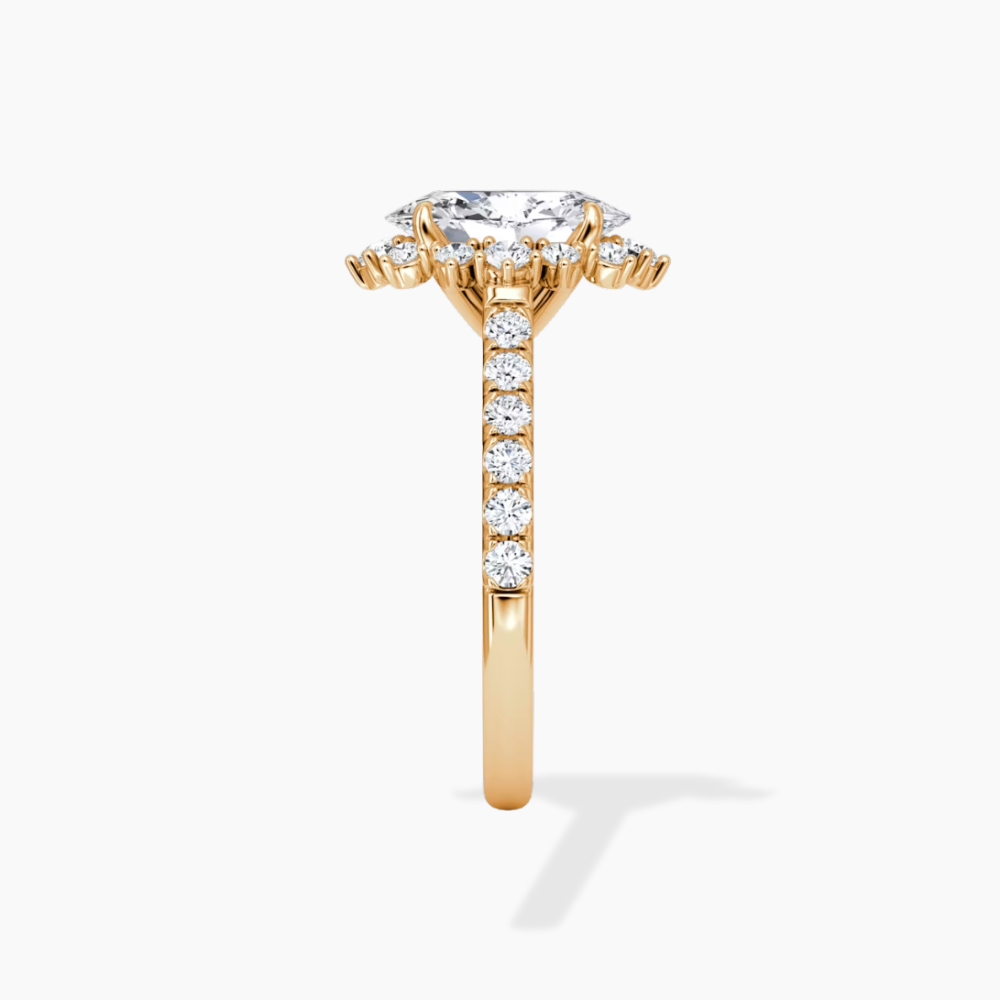 Charlene Vintage Halo Pave Oval Lab Grown Diamond Engagement Ring in 18K Gold