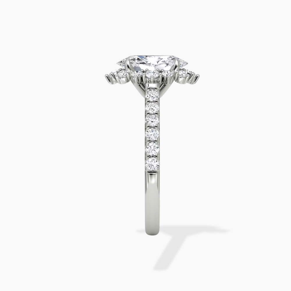 Charlene Vintage Halo Pave Oval Lab Grown Diamond Engagement Ring in 18K Gold