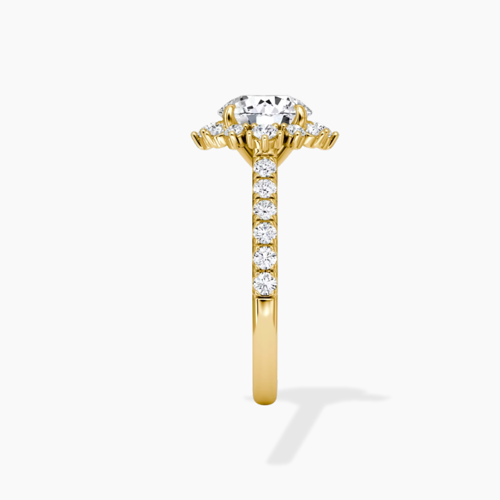 Charlene Vintage Halo Pave Round Lab Grown Diamond Engagement Ring in 18K Gold