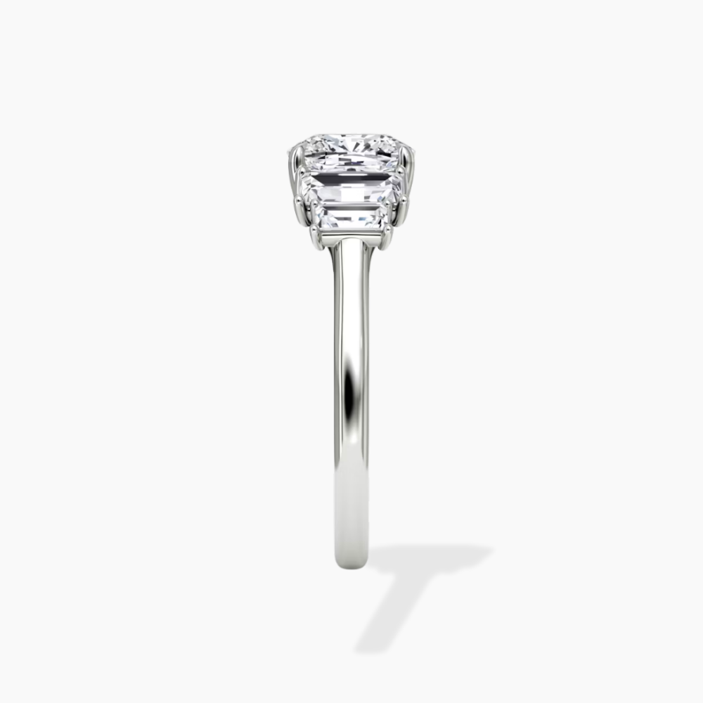 June North-South Baguette Accents (0.7 ctw) Cushion Lab Grown Diamond Engagement Ring in 18K Gold