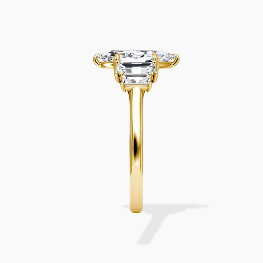 June North-South Baguette Accents (0.7 ctw) Marquise Lab Grown Diamond Engagement Ring in 18K Gold