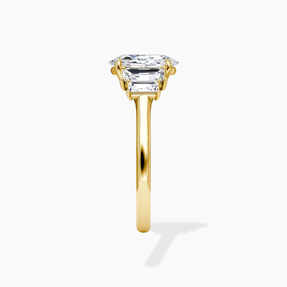 June North-South Baguette Accents (0.7 ctw) Oval Lab Grown Diamond Engagement Ring in 18K Gold