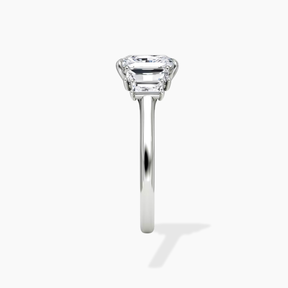 June North-South Baguette Accents (0.7 ctw) Radiant Lab Grown Diamond Engagement Ring in 18K Gold