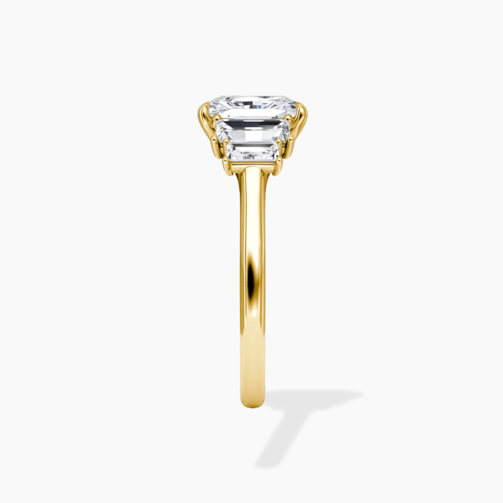 June North-South Baguette Accents (0.7 ctw) Radiant Lab Grown Diamond Engagement Ring in 18K Gold