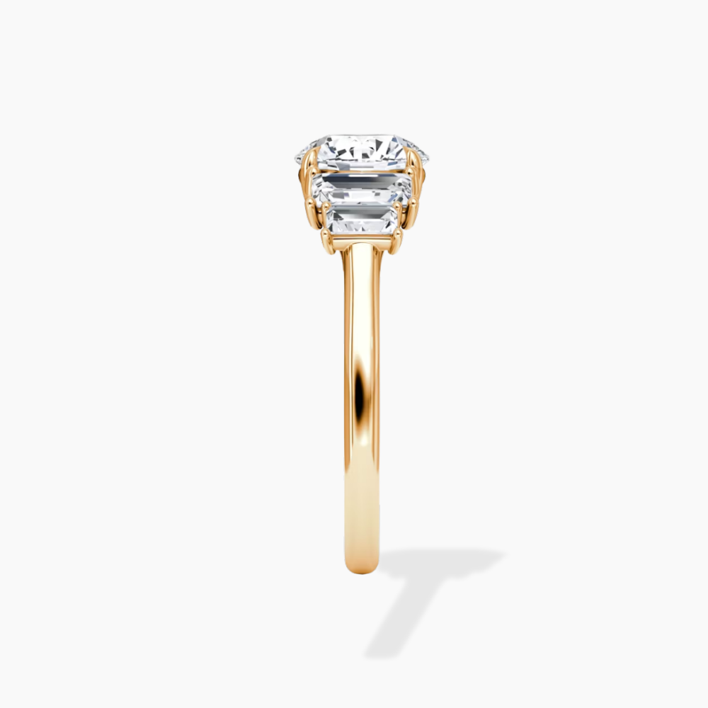 June North-South Baguette Accents (0.7 ctw) Round Lab Grown Diamond Engagement Ring in 18K Gold