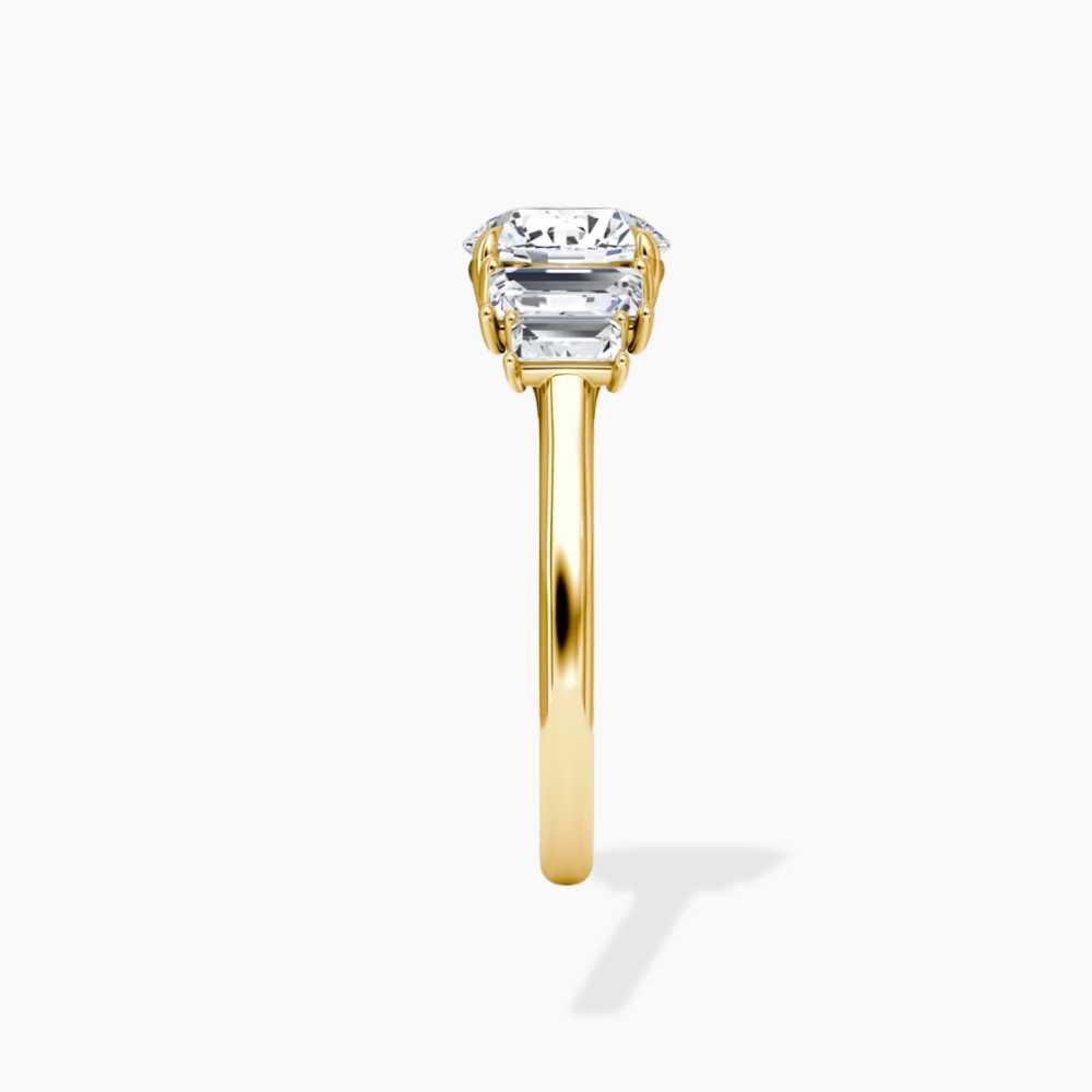 June North-South Baguette Accents (0.7 ctw) Round Lab Grown Diamond Engagement Ring in 18K Gold