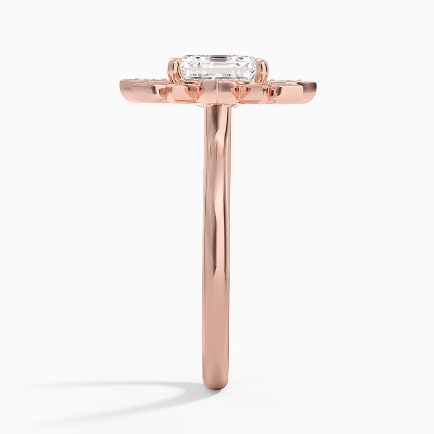 Liebe Vintage Accents (Round Side Stones) Lab Diamond Ring in 18K Gold - Asscher