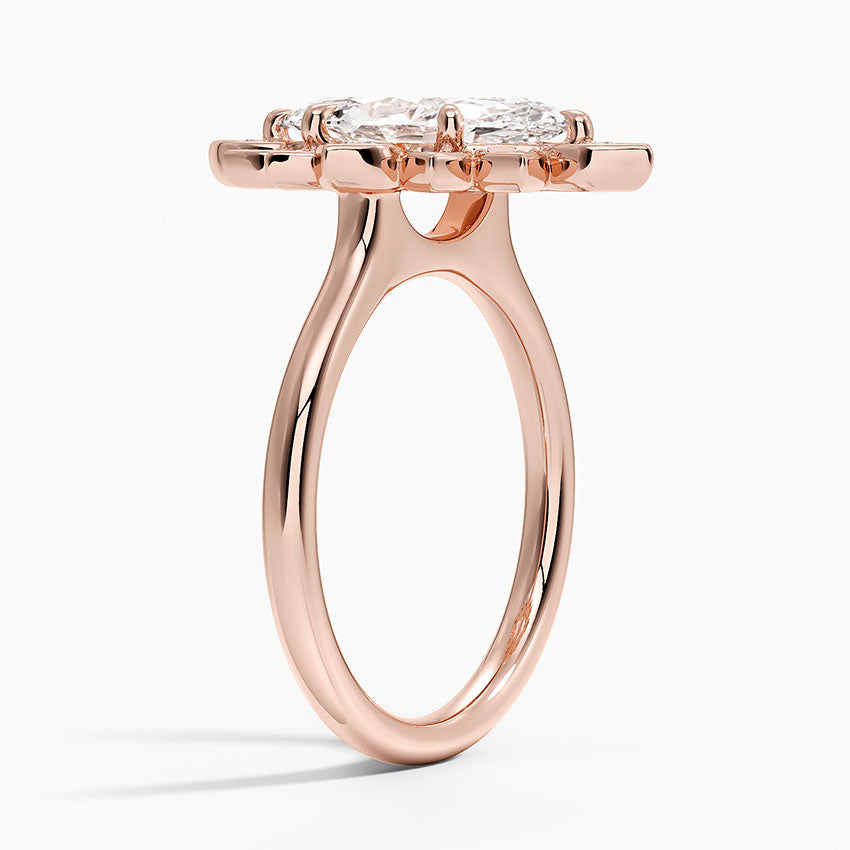 Liebe Vintage Accents (Round Side Stones) Lab Diamond Ring in 18K Gold - Marquise