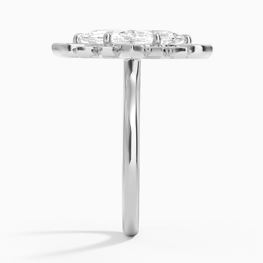 Liebe Vintage Accents (Round Side Stones) Lab Diamond Ring in 18K Gold - Marquise