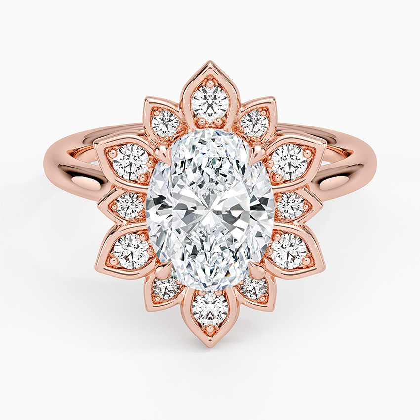 Liebe Vintage Accents (Round Side Stones) Lab Diamond Ring in 18K Gold - Oval