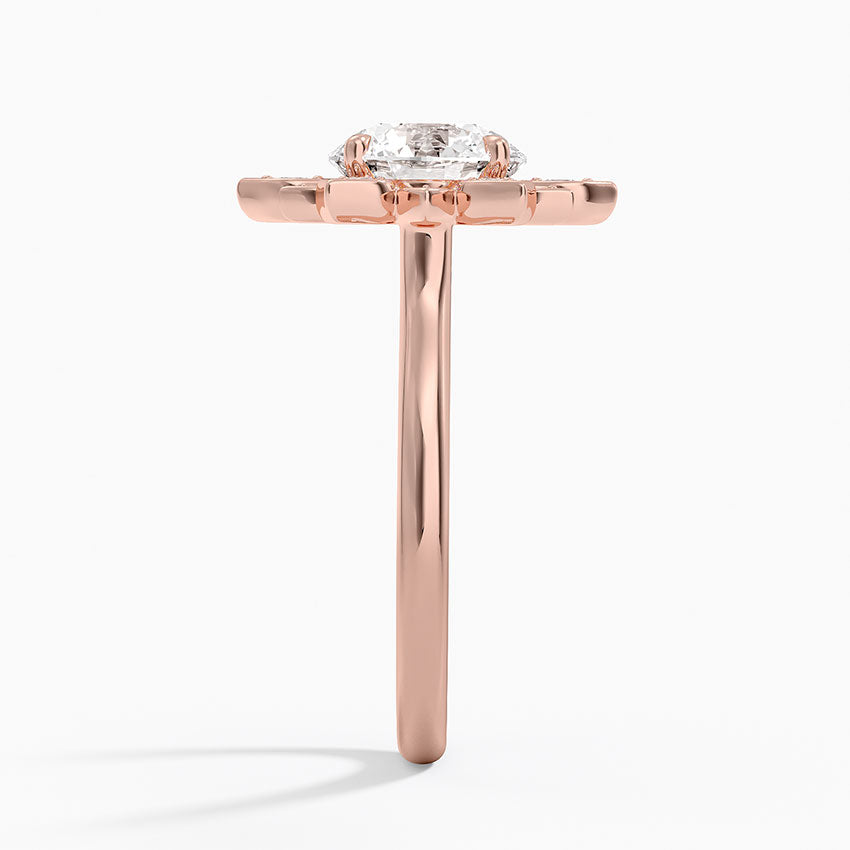 Liebe Vintage Accents (Round Side Stones) Lab Diamond Ring in 18K Gold - Round
