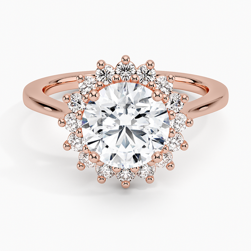Liubov Vintage Accents (Round Side Stones) Lab Diamond Ring in 18K Gold - Round