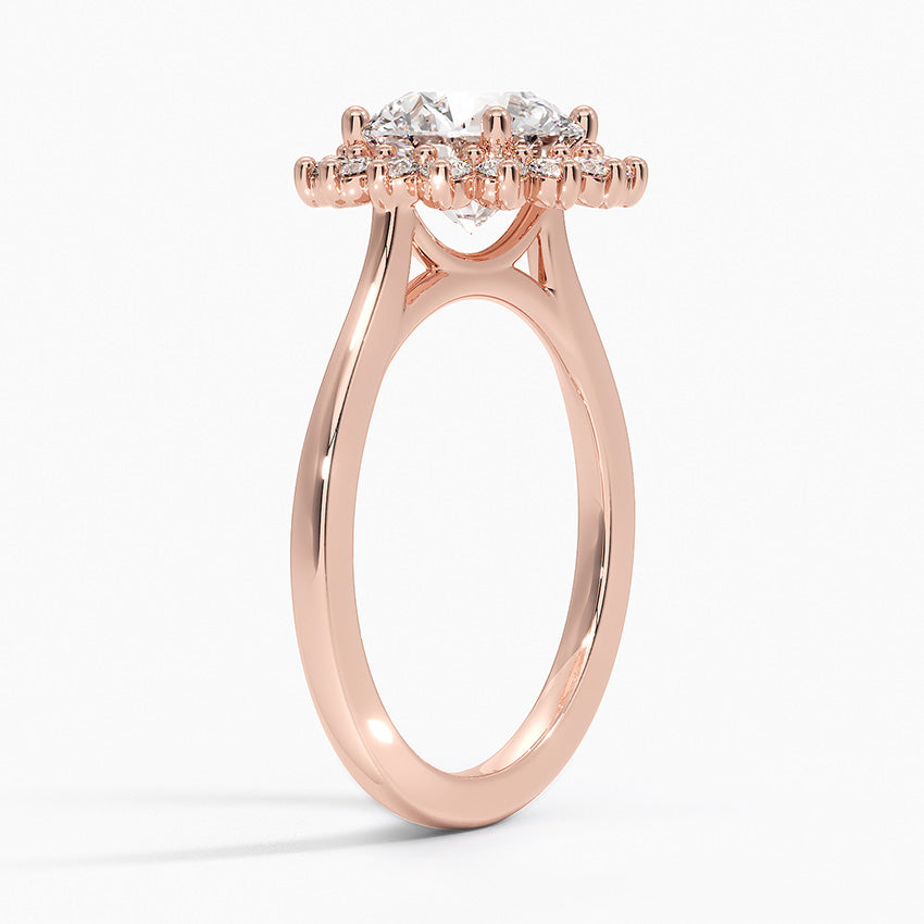 Liubov Vintage Accents (Round Side Stones) Lab Diamond Ring in 18K Gold - Round