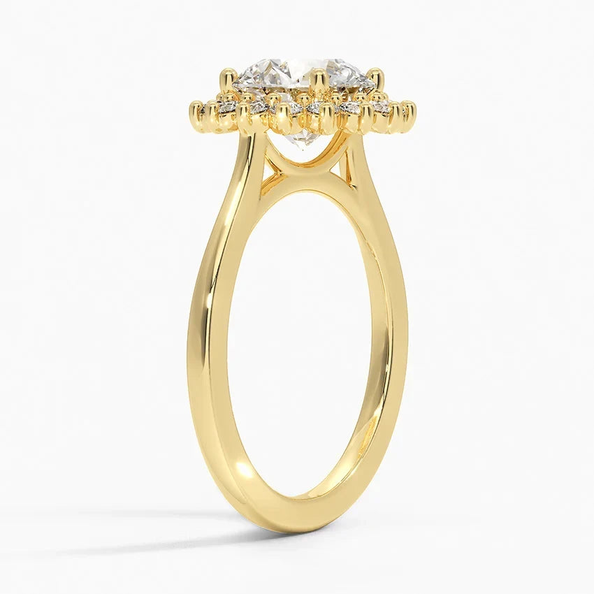Liubov Vintage Accents (Round Side Stones) Lab Diamond Ring in 18K Gold - Round