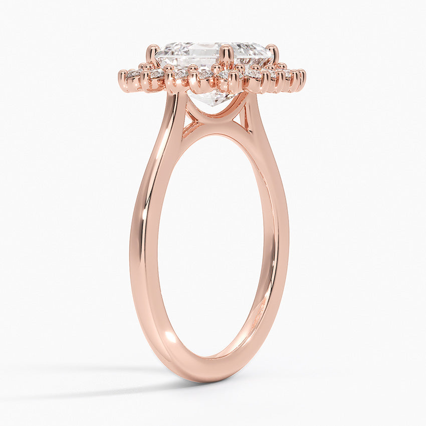 Liubov Vintage Accents (Round Side Stones) Lab Diamond Ring in 18K Gold - Asscher