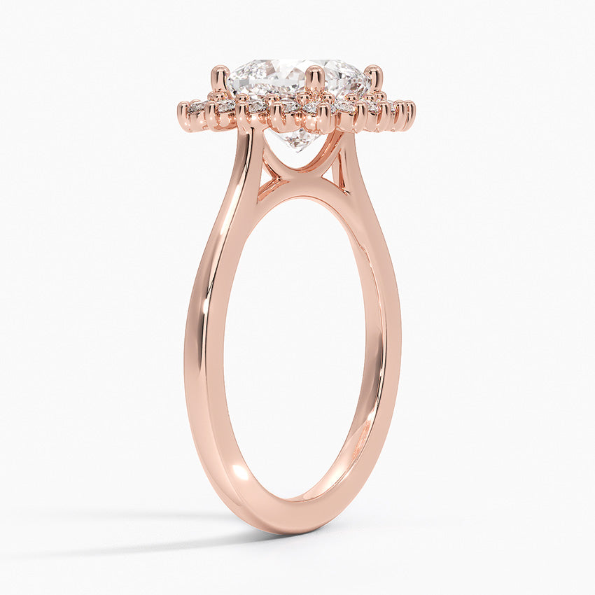 Liubov Vintage Accents (Round Side Stones) Lab Diamond Ring in 18K Gold - Cushion