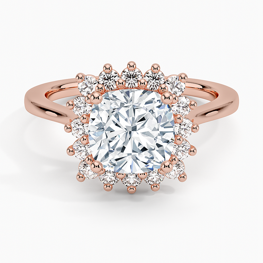 Liubov Vintage Accents (Round Side Stones) Lab Diamond Ring in 18K Gold - Cushion