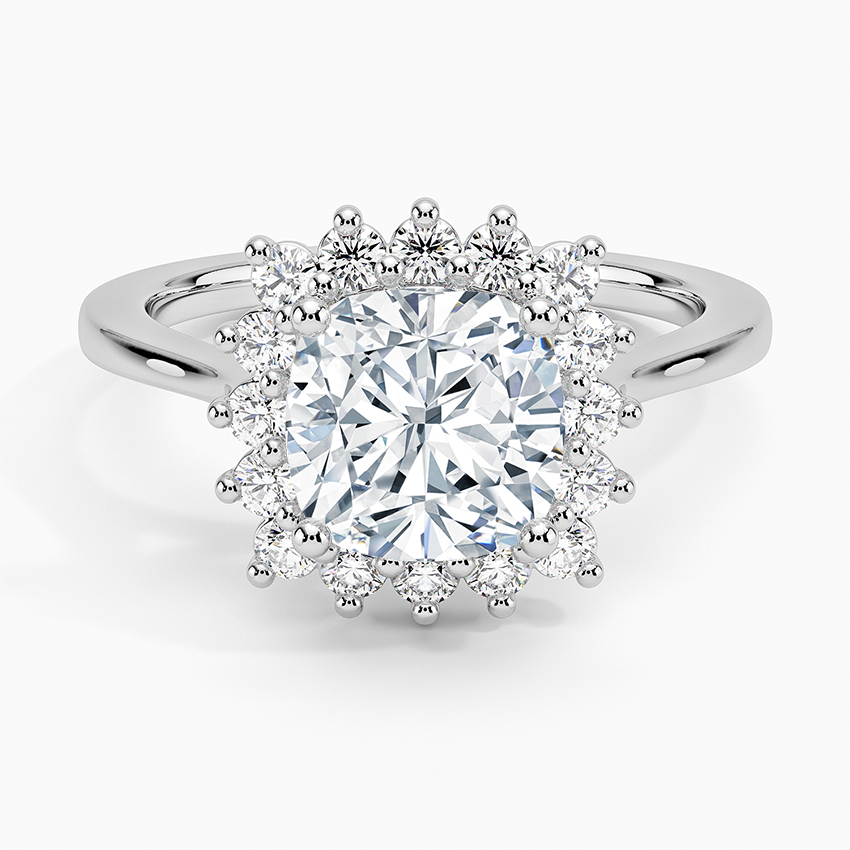 Liubov Vintage Accents (Round Side Stones) Lab Diamond Ring in 18K Gold - Cushion