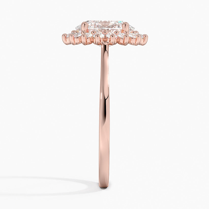 Liubov Vintage Accents (Round Side Stones) Lab Diamond Ring in 18K Gold - Oval
