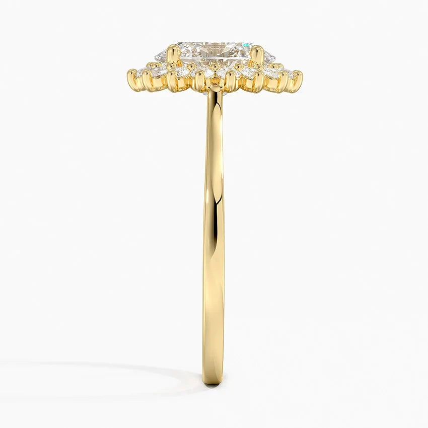 Liubov Vintage Accents (Round Side Stones) Lab Diamond Ring in 18K Gold - Oval