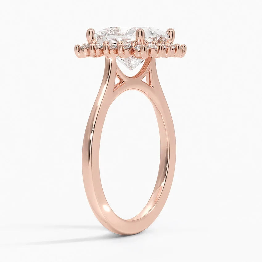 Liubov Vintage Accents (Round Side Stones) Lab Diamond Ring in 18K Gold - Princess