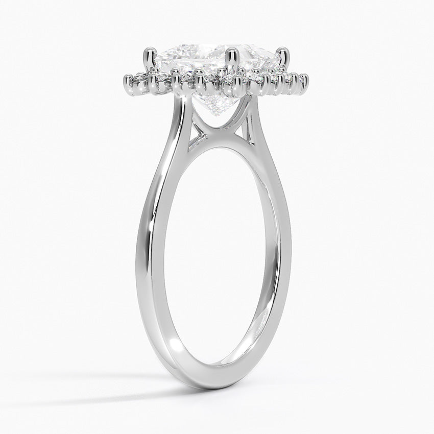 Liubov Vintage Accents (Round Side Stones) Lab Diamond Ring in 18K Gold - Princess