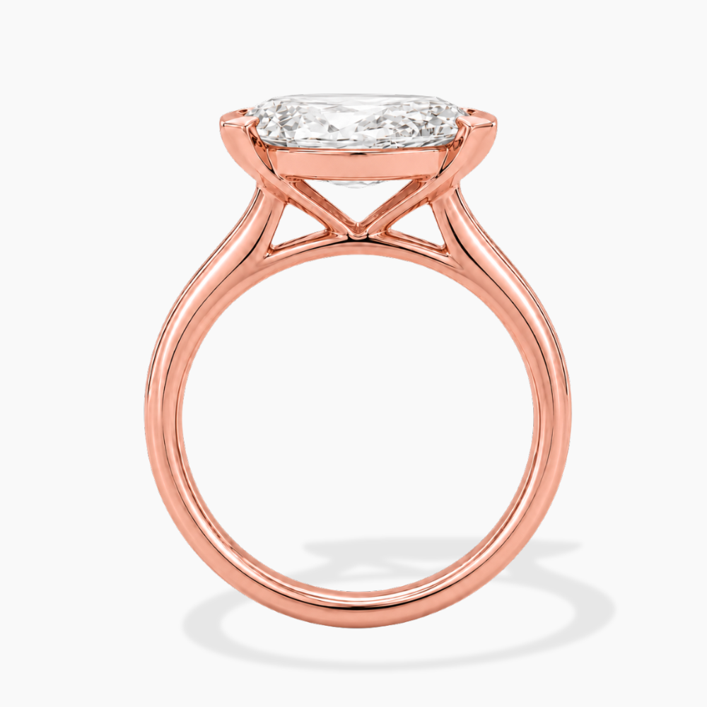 Lavinia East-West Half-Bezel Solitaire Oval Lab Grown Diamond Engagement Ring in 18K Gold