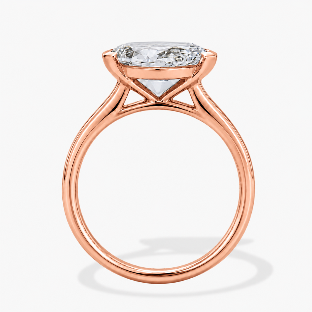 Lavinia East-West Half-Bezel Solitaire Pear Lab Grown Diamond Engagement Ring in 18K Gold