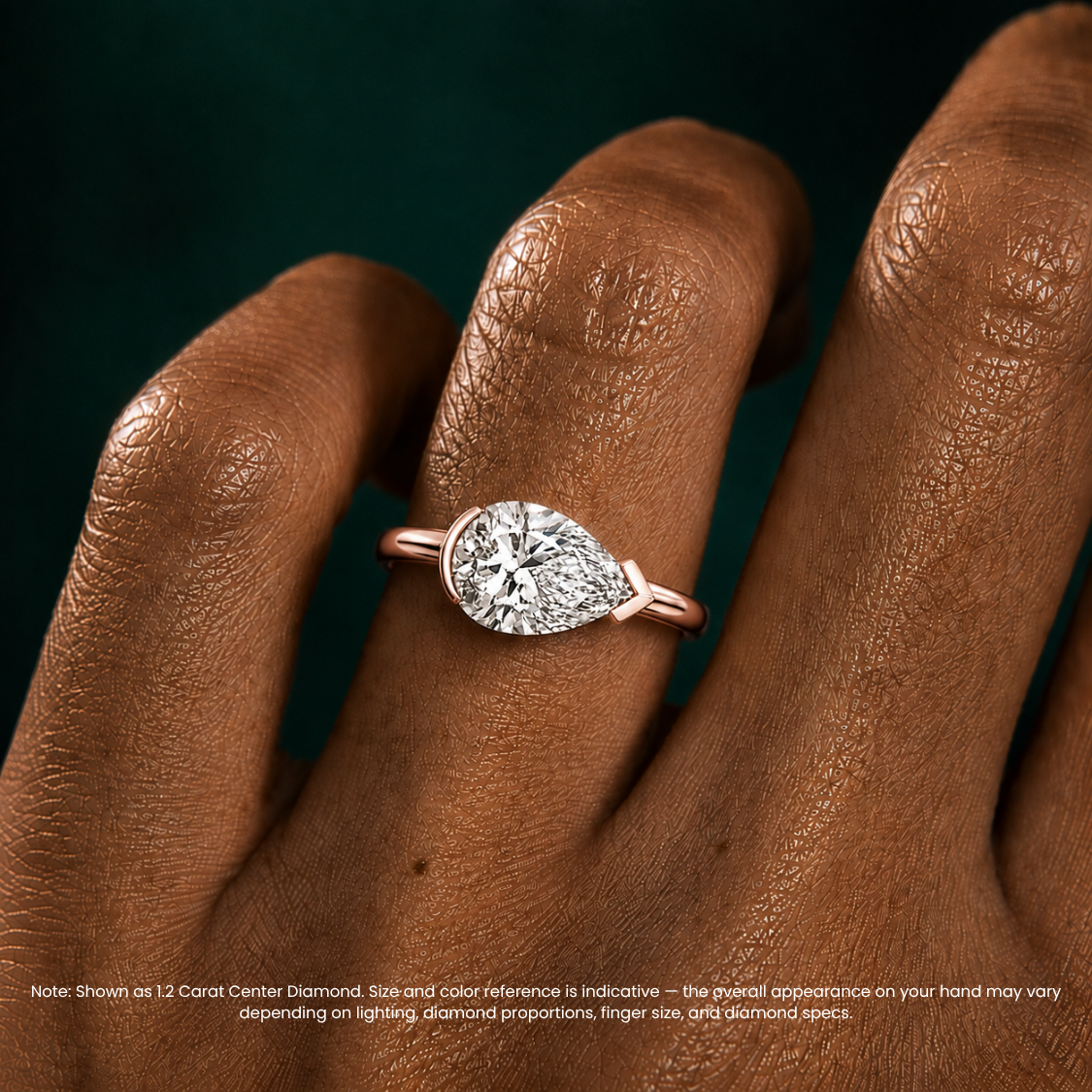 Lavinia East-West Half-Bezel Solitaire Pear Lab Grown Diamond Engagement Ring in 18K Gold