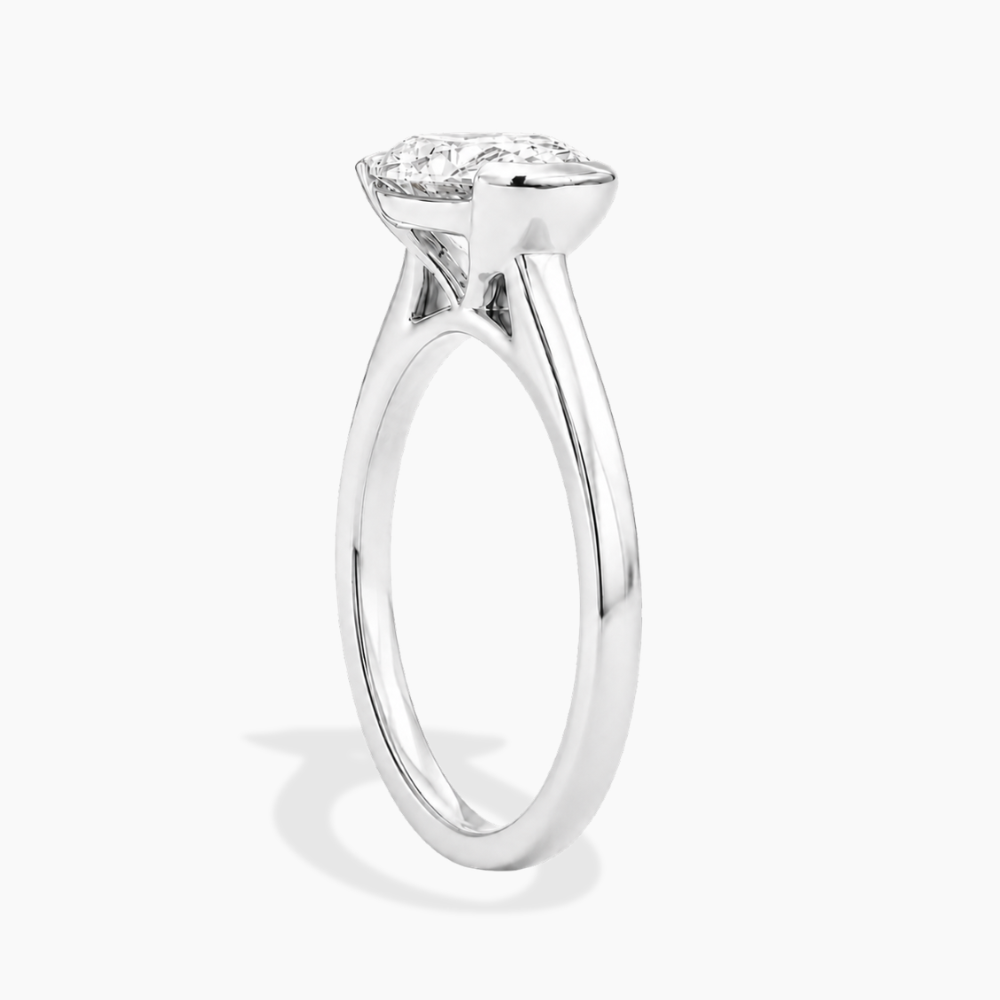Lavinia East-West Half-Bezel Solitaire Pear Lab Grown Diamond Engagement Ring in 18K Gold