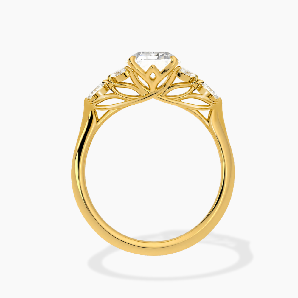 Lima Accents (Marquise Sides) Asscher Lab Grown Diamond Engagement Ring in 18K Gold