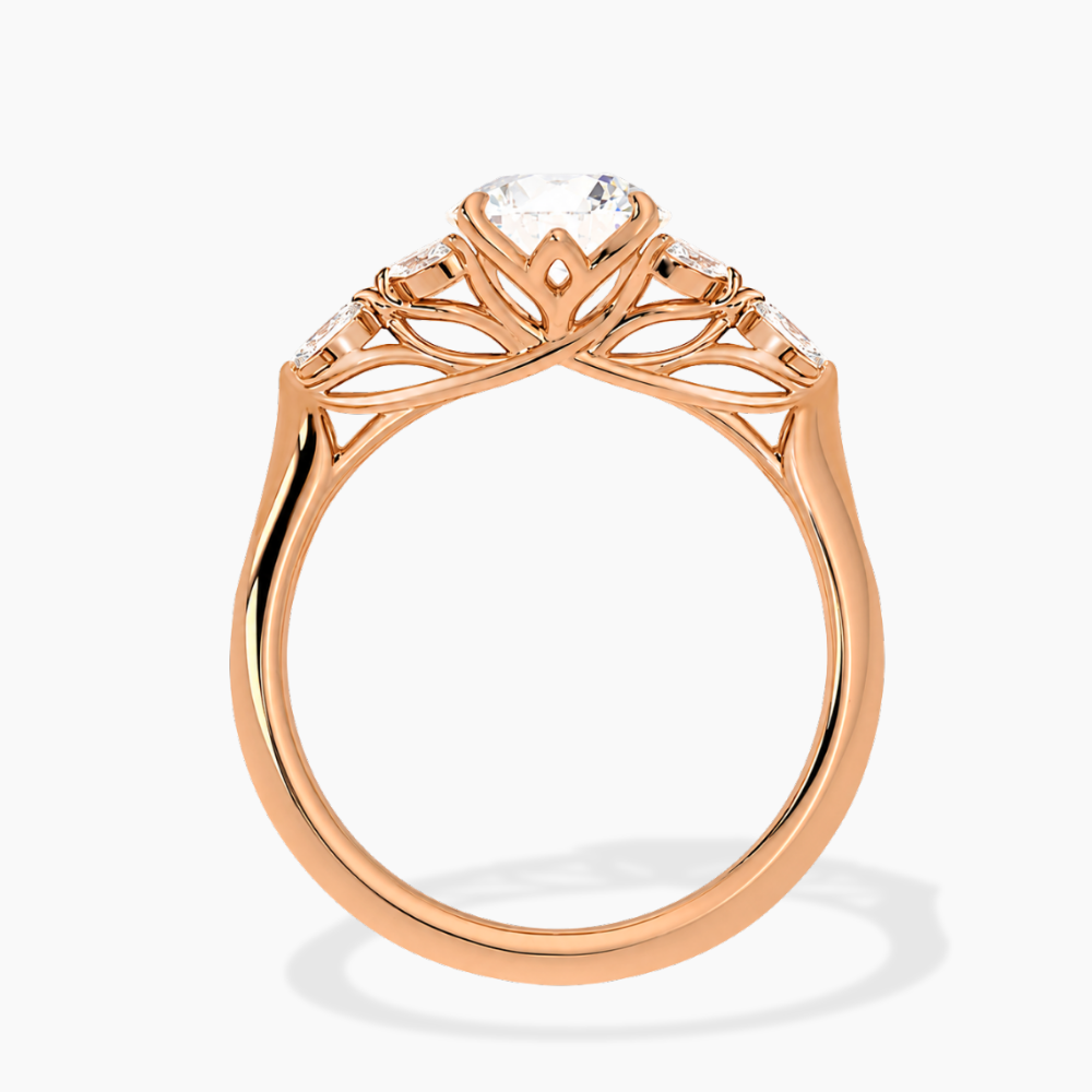 Lima Accents (Marquise Sides) Cushion Lab Grown Diamond Engagement Ring in 18K Gold