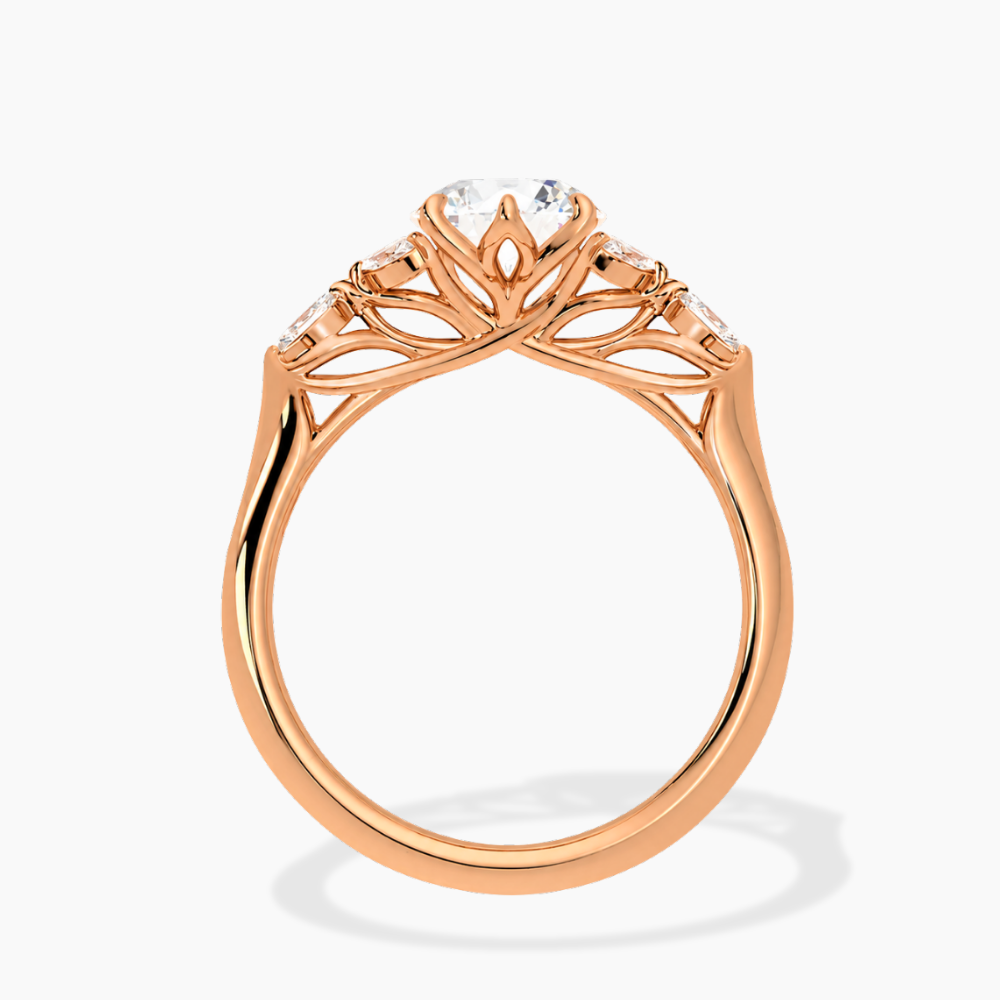 Lima Accents (Marquise Sides) Heart Lab Grown Diamond Engagement Ring in 18K Gold