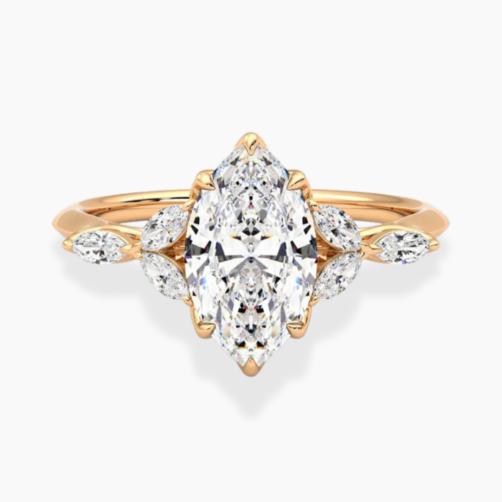 Lima Accents (Marquise Sides) Marquise Lab Grown Diamond Engagement Ring in 18K Gold