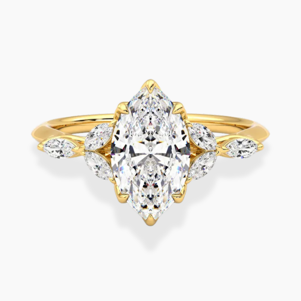 Lima Accents (Marquise Sides) Marquise Lab Grown Diamond Engagement Ring in 18K Gold