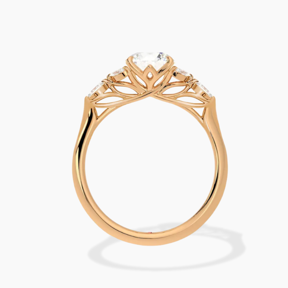 Lima Accents (Marquise Sides) Oval Lab Grown Diamond Engagement Ring in 18K Gold