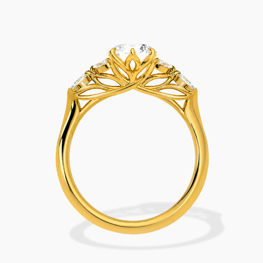 Lima Accents (Marquise Sides) Princess Lab Grown Diamond Engagement Ring in 18K Gold