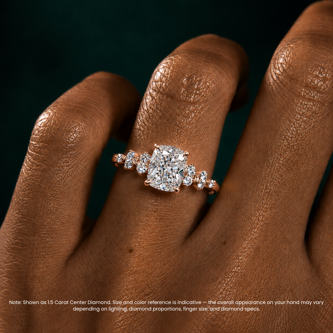 Mia Accents (Round Sides) Cushion Lab Grown Diamond Engagement Ring in 18K Gold