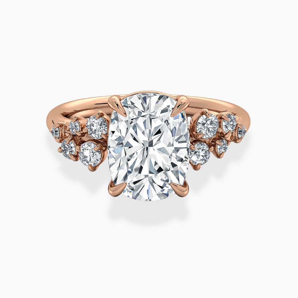 Mia Accents (Round Sides) Cushion Lab Grown Diamond Engagement Ring in 18K Gold