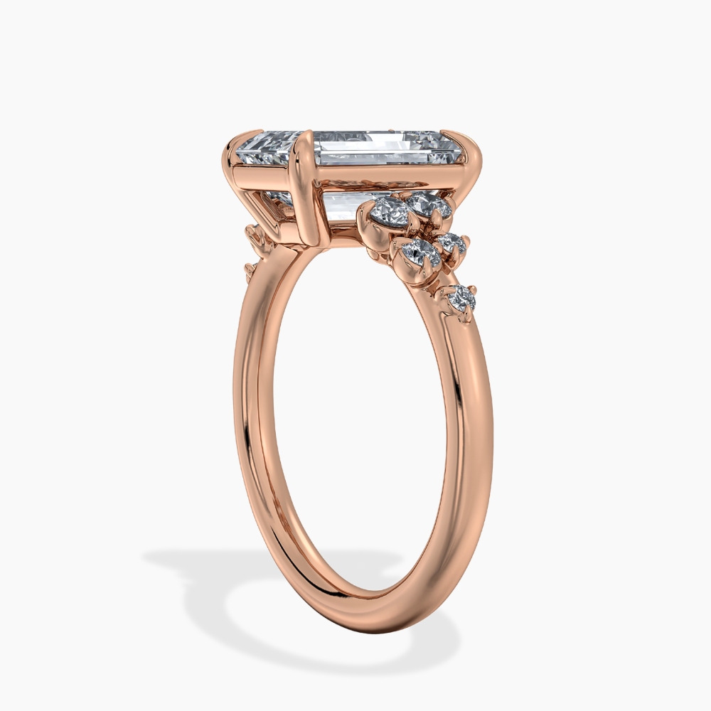 Mia Accents (Round Sides) Emerald Lab Grown Diamond Engagement Ring in 18K Gold
