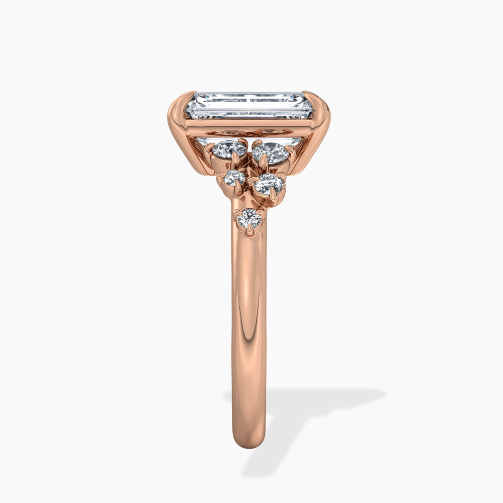 Mia Accents (Round Sides) Emerald Lab Grown Diamond Engagement Ring in 18K Gold